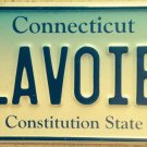 Connecticut vanity LAVOIE LA VOIE license plate French Language Road Quebec Lavo