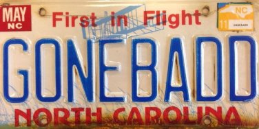 vanity GONE BAD license plate