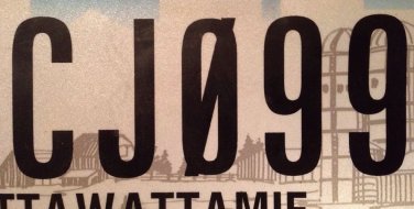Iowa vanity CJ license plate Indian tribe 099 Chris James Carl Johnson Josh