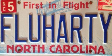 North Carolina vanity FLUHARTY picense plate