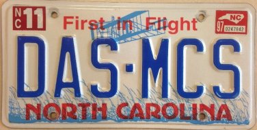 North Carolina vanity DAS MCS license plate