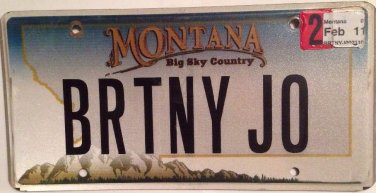 MONTANA vanity BRITANY JO license plate