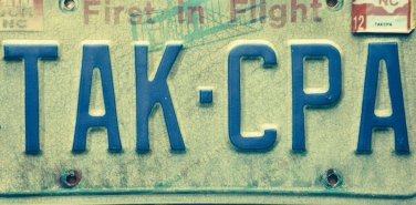 NC vanity TAKE CPA license plate Certified Public ACCOUNTANT Exam