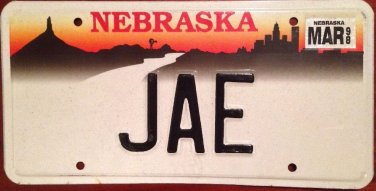Nebraska vanity JAE JAY license Plate Jaya Jaelyn Jaylene Jaylinn Jaylee Jayleen