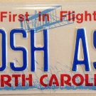 North CAROLINA vanity JOSH JOSHUA ASH license plate Joss Josua Josue Joshuah NC