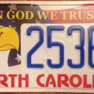 North Carolina IN GOD WE TRUST Eagle license plate Bless America USA Patriot NC