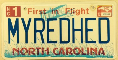 NC vanity MY RED HEAD license plate Sports Muscle Car Motorcycle Woman Wife Love