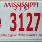 Delta Sigma Theta Sorority license plate Greek system Soror College #3127