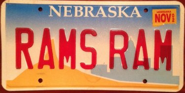 Nebraska vanity RAMS RAM license Plate Dodge 1500 2500 3500 Auto Chrysler Animal Big Horn ProMaster