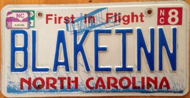 NC vanity BLAKE INN license plate BLAKEY