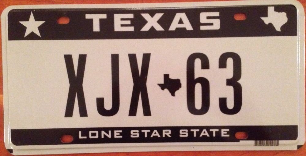 Texas Lone Star State license plate Map Star CJX 63