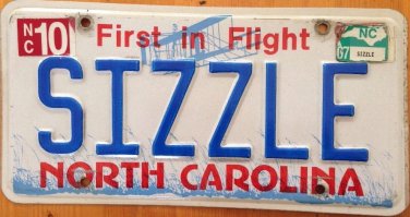 NORTH CArolina vanity SIZZLE license plate
