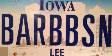 Iowa vanity BARB N license plate Barbara Barbie Sun
