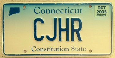 Connecticut vanity CJ HR license plate Consulting Chris James