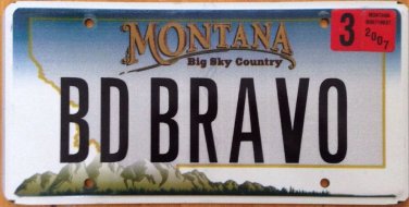 Montana vanity BAD BRAVO License Plate