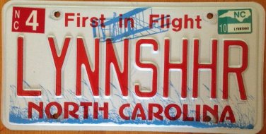 North Carolina vanity LYNN SHHR license plate Lyn Linn Lyndsey