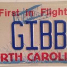 CAROLINA vanity J GIBBY Gilbert license plate Gibbie Gibson Gibbs Gibbons iCarly