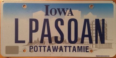 Iowa vanity EL PASO AN license plate Texas Ann Anne Geography Annie