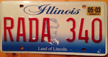 Illinois vanity RADA 340 license plate