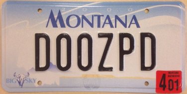 Montana vanity DOOZ PD license plate