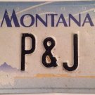 MONTANA vanity P & J license plate