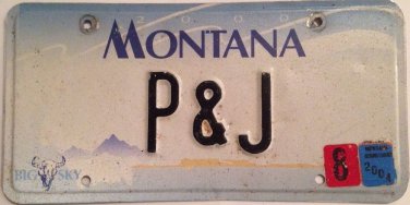 MONTANA vanity P & J license plate