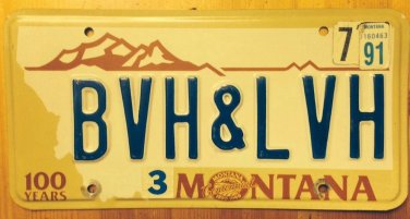 Montana Centennial vanity BVH & LVH license plate