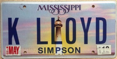 Mississippi vanity K LLOYD license plate  LOYD
