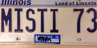 ILLINOIS vanity MISTI Misty 1973 license plate