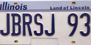 Illinois vanity JBR SJ 93 license plate 1993 Jack John Jill Jonathan Joseph Joe Jorge