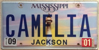 Mississippi vanity CAMELIA license plate Kamelia Camille