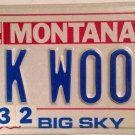 Montana vanity B K WOOD license plate