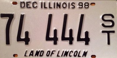Illinois 74 444 FORD engine license plate