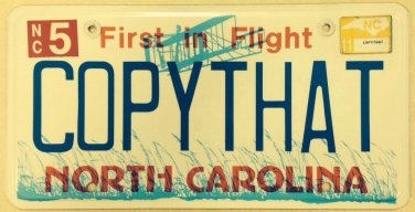 NC vanity COPY THAT license plate Pilot Understand Military Radio Roger OK Plane
