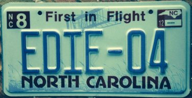 North Carolina vanity EDIE EDITH license plate Edi Edye Ed Eda Edwards Edy Edee