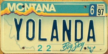 Montana vanity YOLANDA license plate