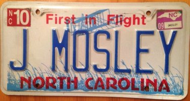 North Carolina vanity J MOSLEY license plate Moseley Mosely Mosly