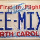 NC vanity GEE MIX DJ Disk Jokey license plate Music Song Rock Roll Radio Remix