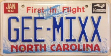 NC vanity GEE MIX DJ Disk Jokey license plate Music Song Rock Roll Radio Remix