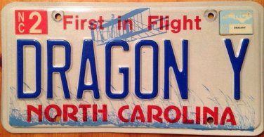 North Carolina vanity DRAGON Y License Plate Why Fire Dungeon Fly Flying Game
