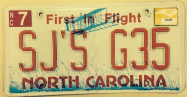 NC vanity SJS SJ INFINITI G35 license plate Coupe Luxury Car Nissan Skyline