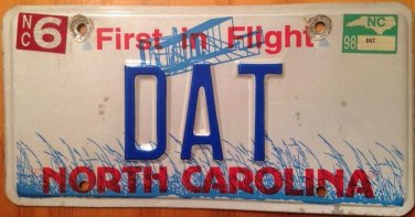 NC vanity DAT Date license plate Year Time Meeting David Daniel Diane Deena Dick