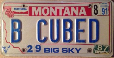 Montana vanity BE CUBED license plate Ice Cube Cold Maths Game Sex Water Drink
