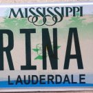 MS vanity TRINA K license plate Katrina Katarina Katherine Kathy Catrina