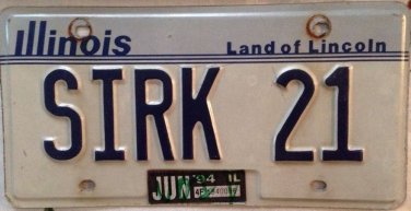 Illinois vanity SIRK 21 license plate Douglas Sierck German Actor