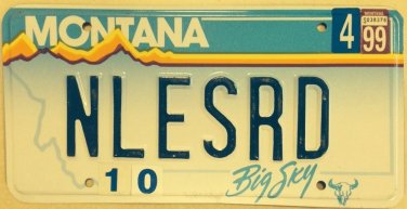 Montana vanity NO LIZARD NYLES ROAD license plate Sword Nile Nyle
