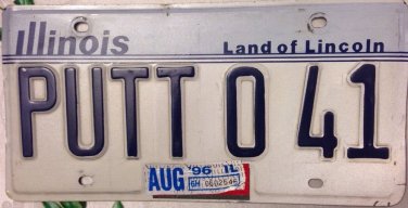 ILLINOIS vanity PUTT O Putter 41 Inches license plate Golf Club Golfer Golfing