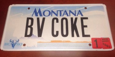 MONTANA vanity BEV COKE Beverage Beverly license plate Coca Cola Soft Drink