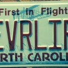 North Carolina vanity NEVER LIFT license plate Speed Racing Sports Muscle Car