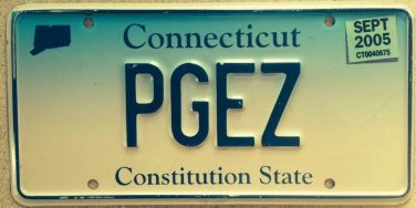 Connecticut vanity PEG PEGGY license plate Pegasus Elizabeth Liz Pig